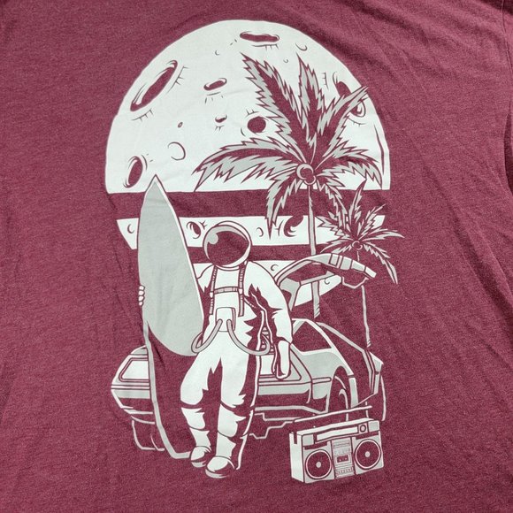 Into The Am Mens 2XL Astronaut Moon Man Palm Trees Surf Board Short Sleeve T Shi - Picture 3 of 9